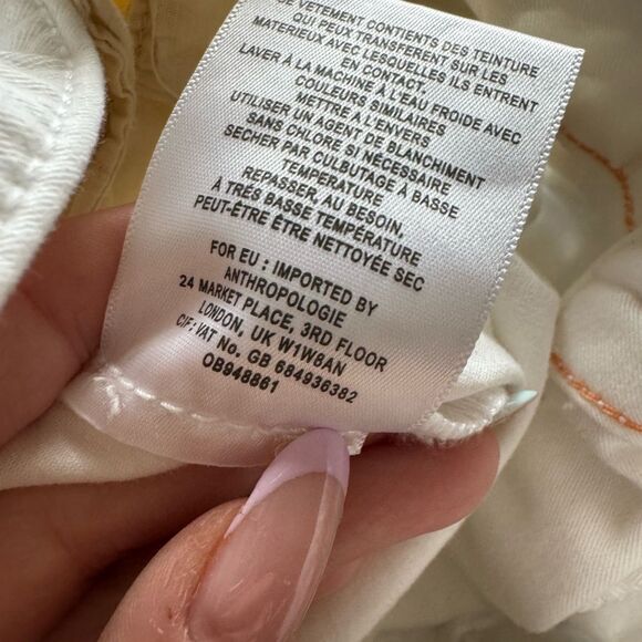 Anthropologie Chino Wide Leg Crop Pants Sz 6 High‎ Rise White Cream - Picture 5 of 9